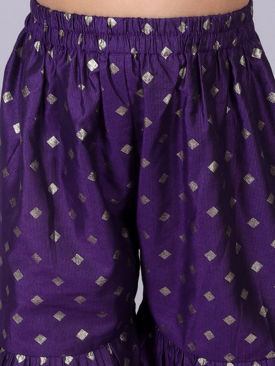 Girl - Purple Gotta Lace work Sharara Set with Pink Dupatta