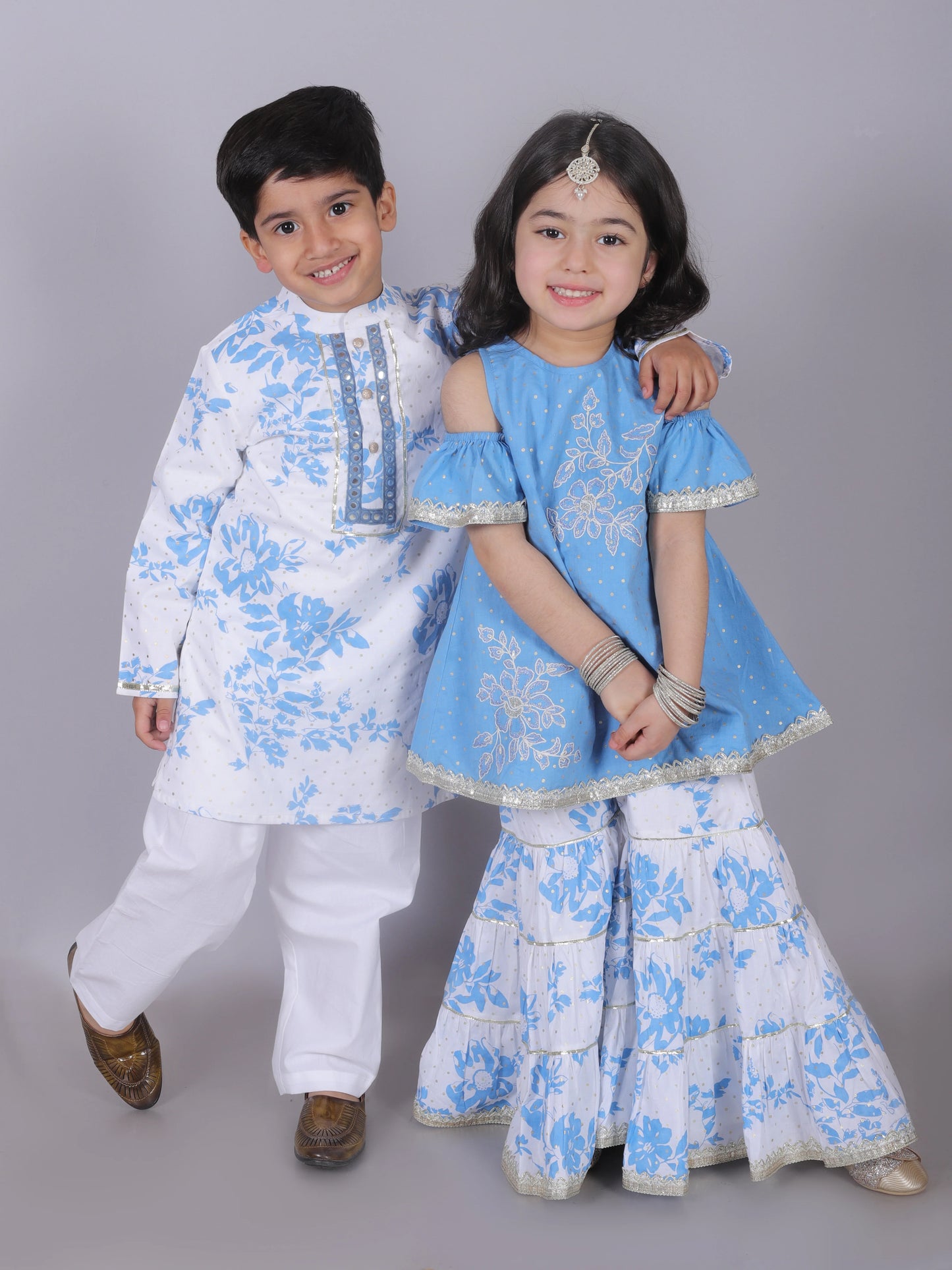 Girl - Blue Kurta with Sharara