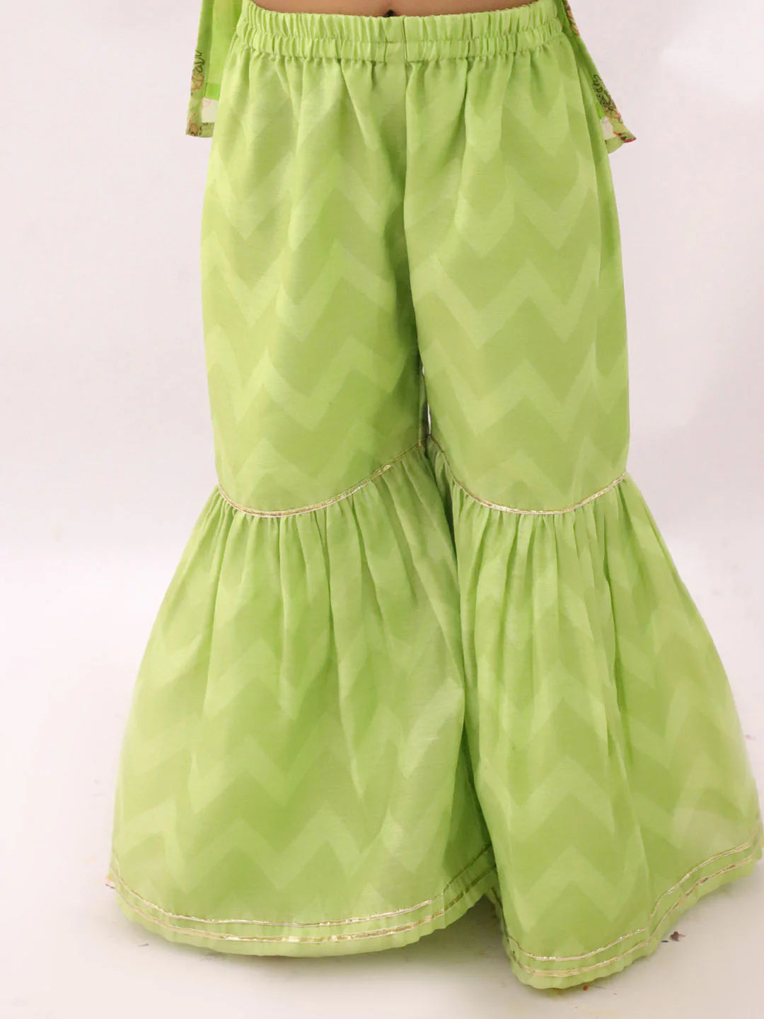 Girl - Mishti Green Kurta Sharara with Pink Dupatta
