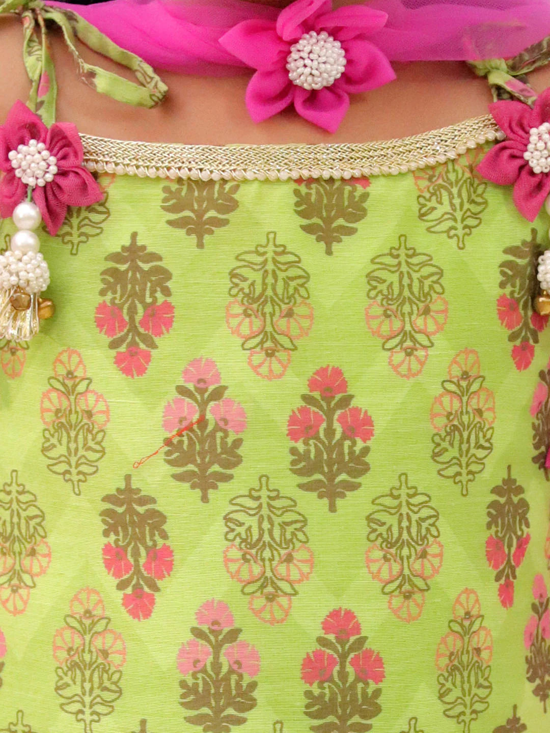 Girl - Mishti Green Kurta Sharara with Pink Dupatta