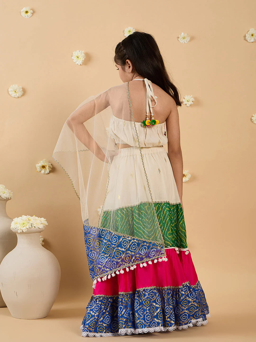 Girl - Multi-Color Embroidery Lehenga, Choli And Dupatta