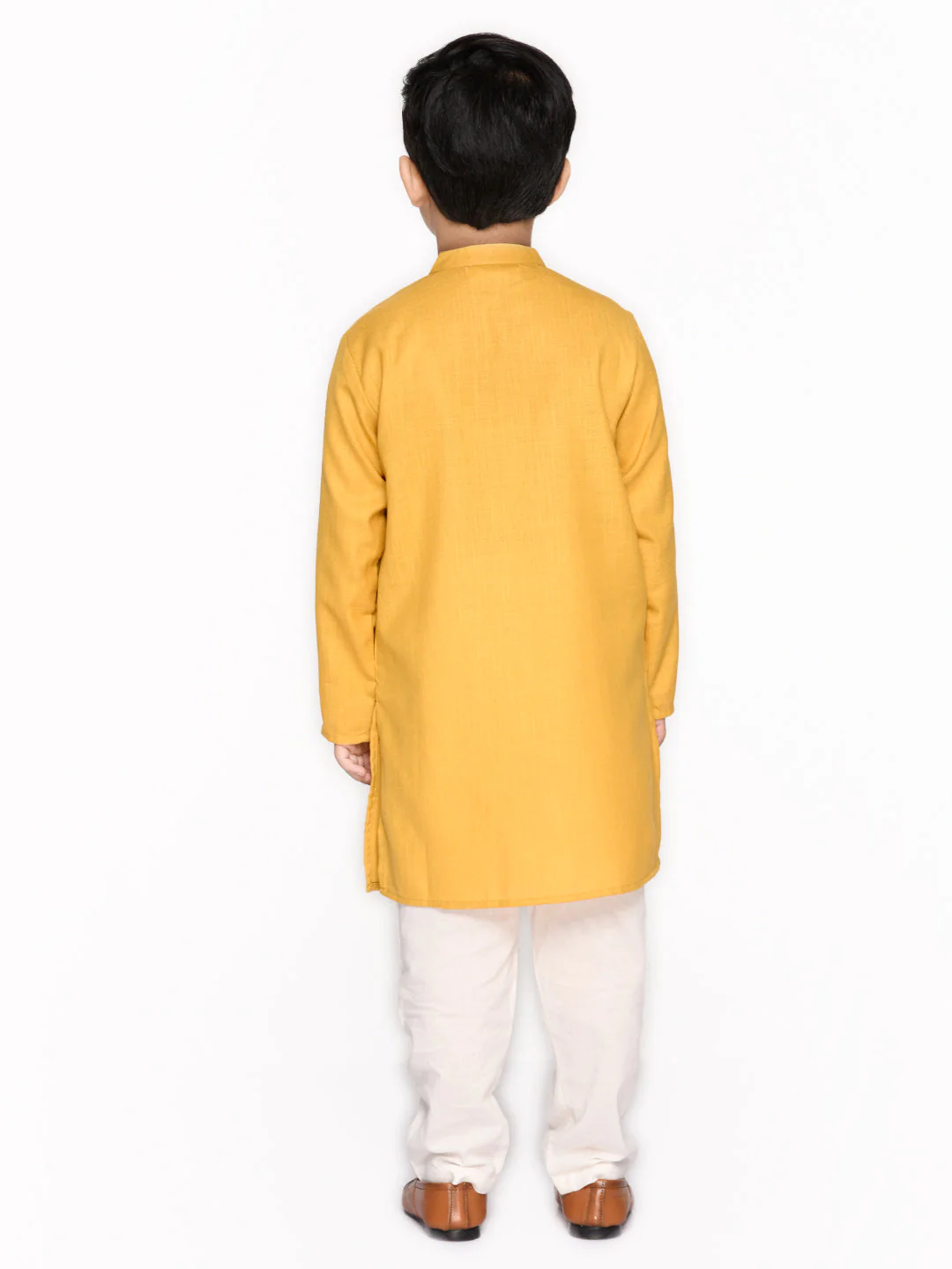 Boy - Mustard Embroidery Cotton Kurta Set