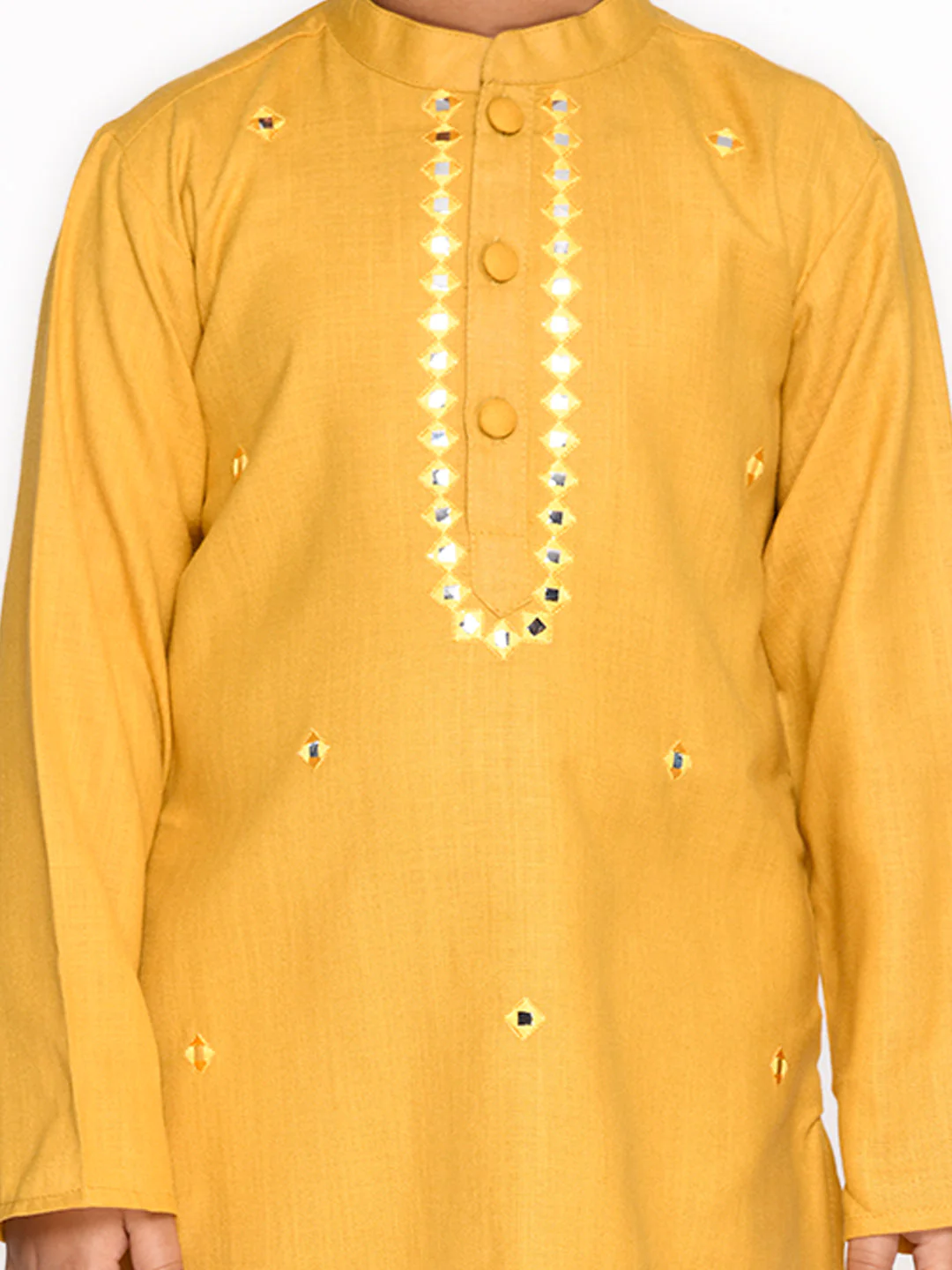 Boy - Mustard Embroidery Cotton Kurta Set