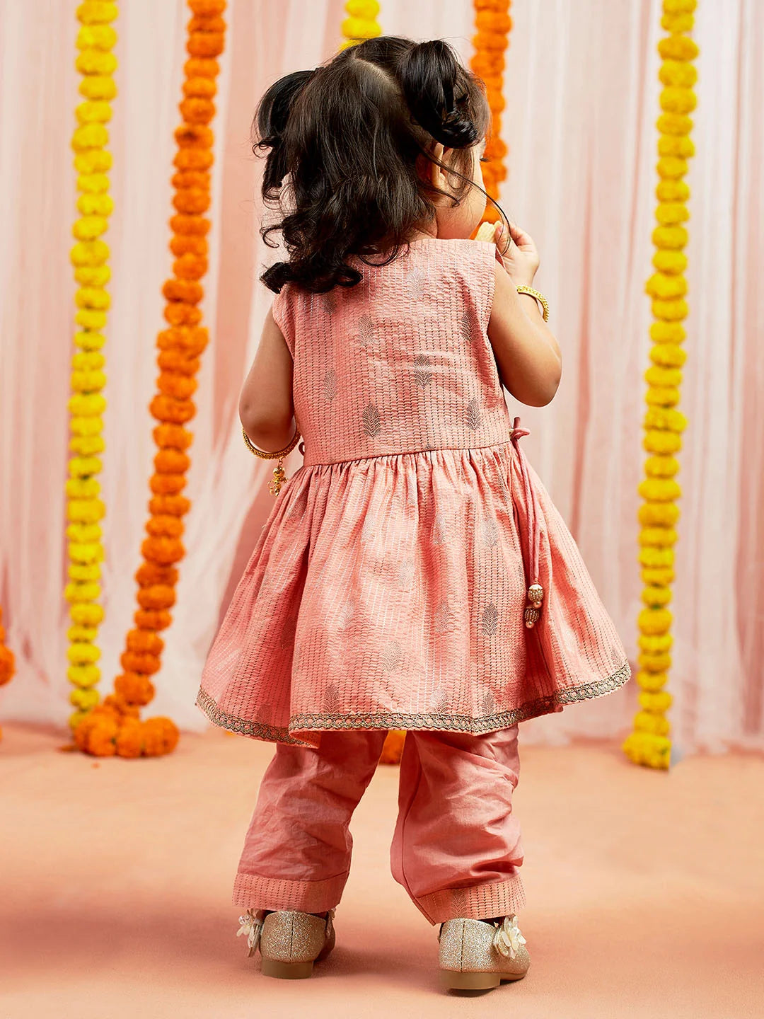 Girl - Peach Kurta and Pant Set