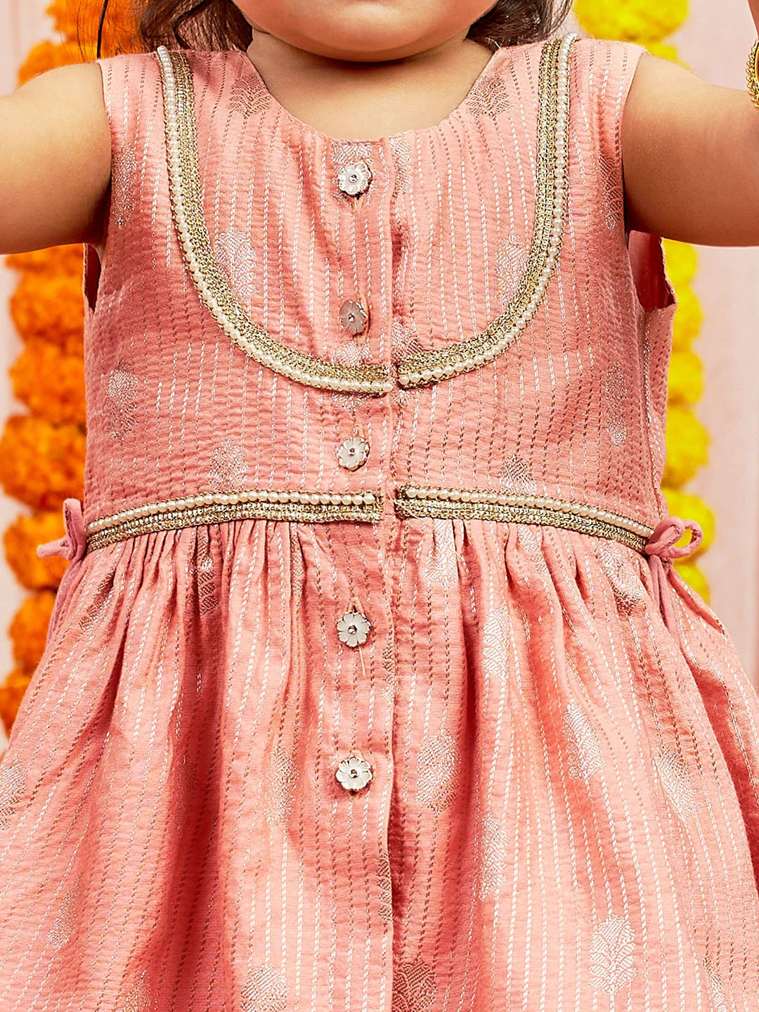 Girl - Peach Kurta and Pant Set