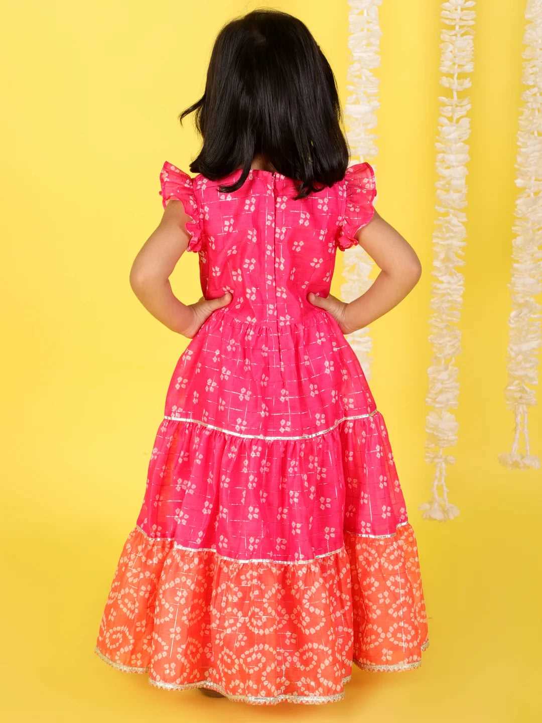 Girl - Pink & Orange Long Dress
