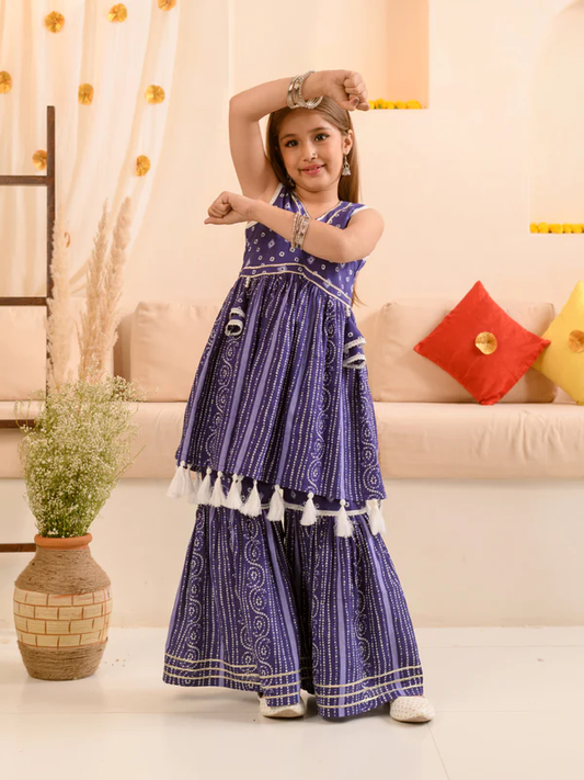Girl - Purple Cotton Sharara Set
