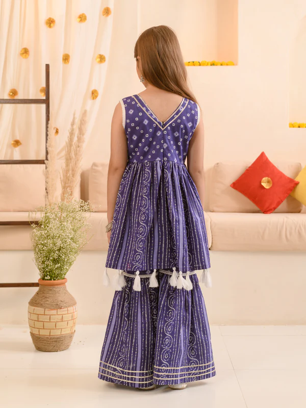 Girl - Purple Cotton Sharara Set