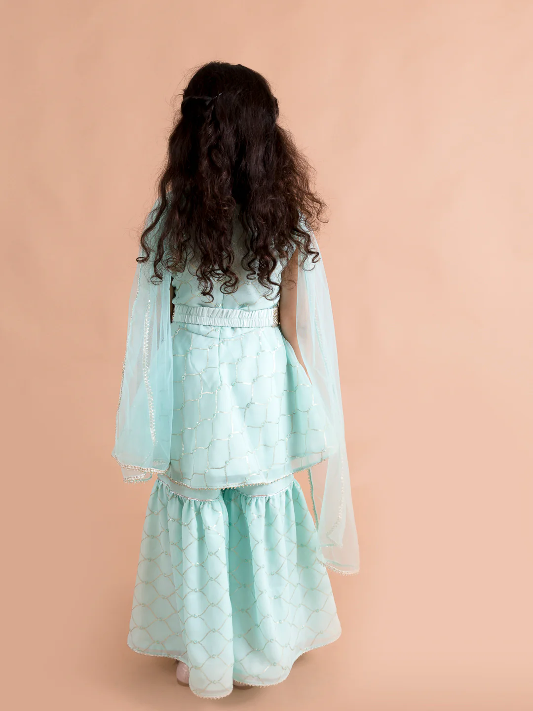 Girl - Sea Green Sharara Set with Dupatta and Belt