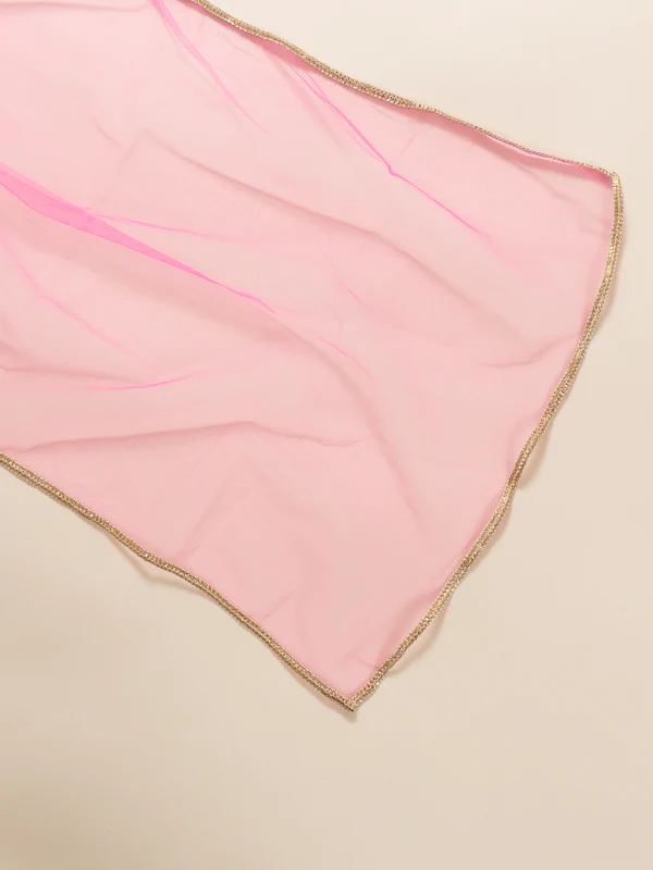 Girl - Mustard Cotton Sharara Set with Pink Net Dupatta