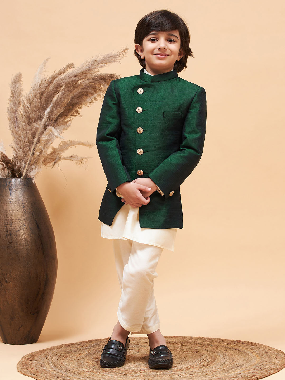 Boy - Shervani Green with Kurta and Pyjama