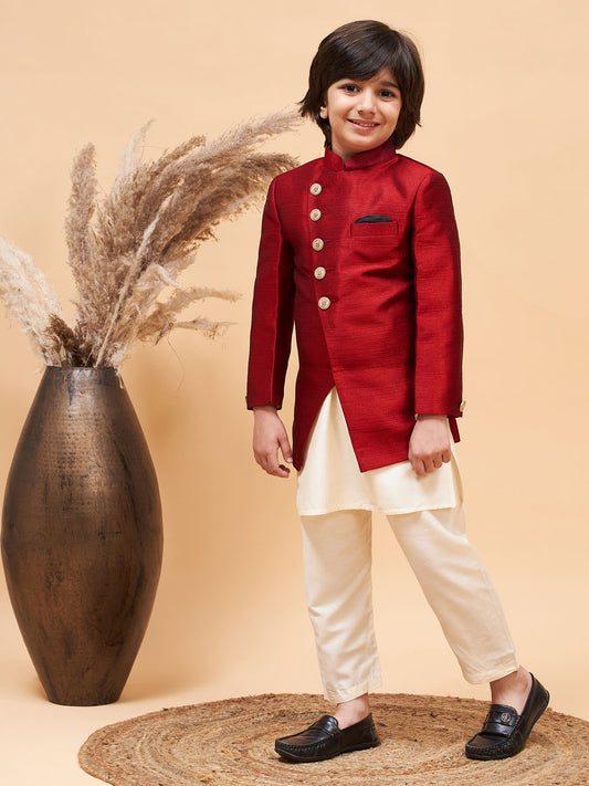 Boy- Red Shervani with Kurta and Pyjama