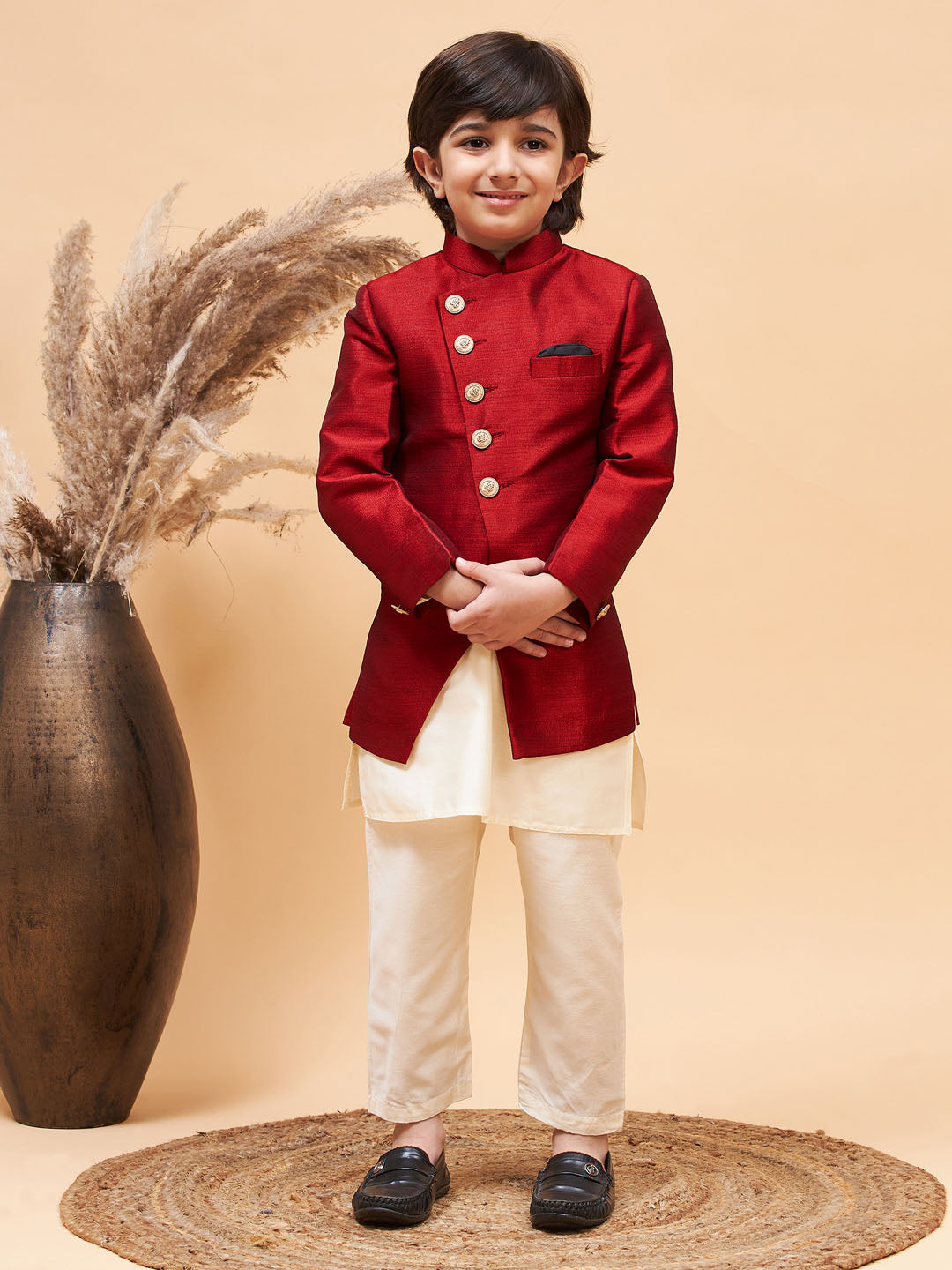 Boy- Red Shervani with Kurta and Pyjama