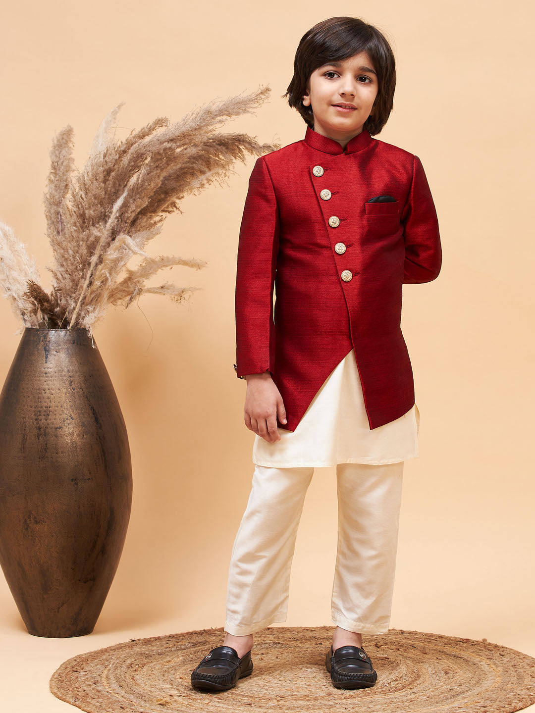 Boy- Red Shervani with Kurta and Pyjama