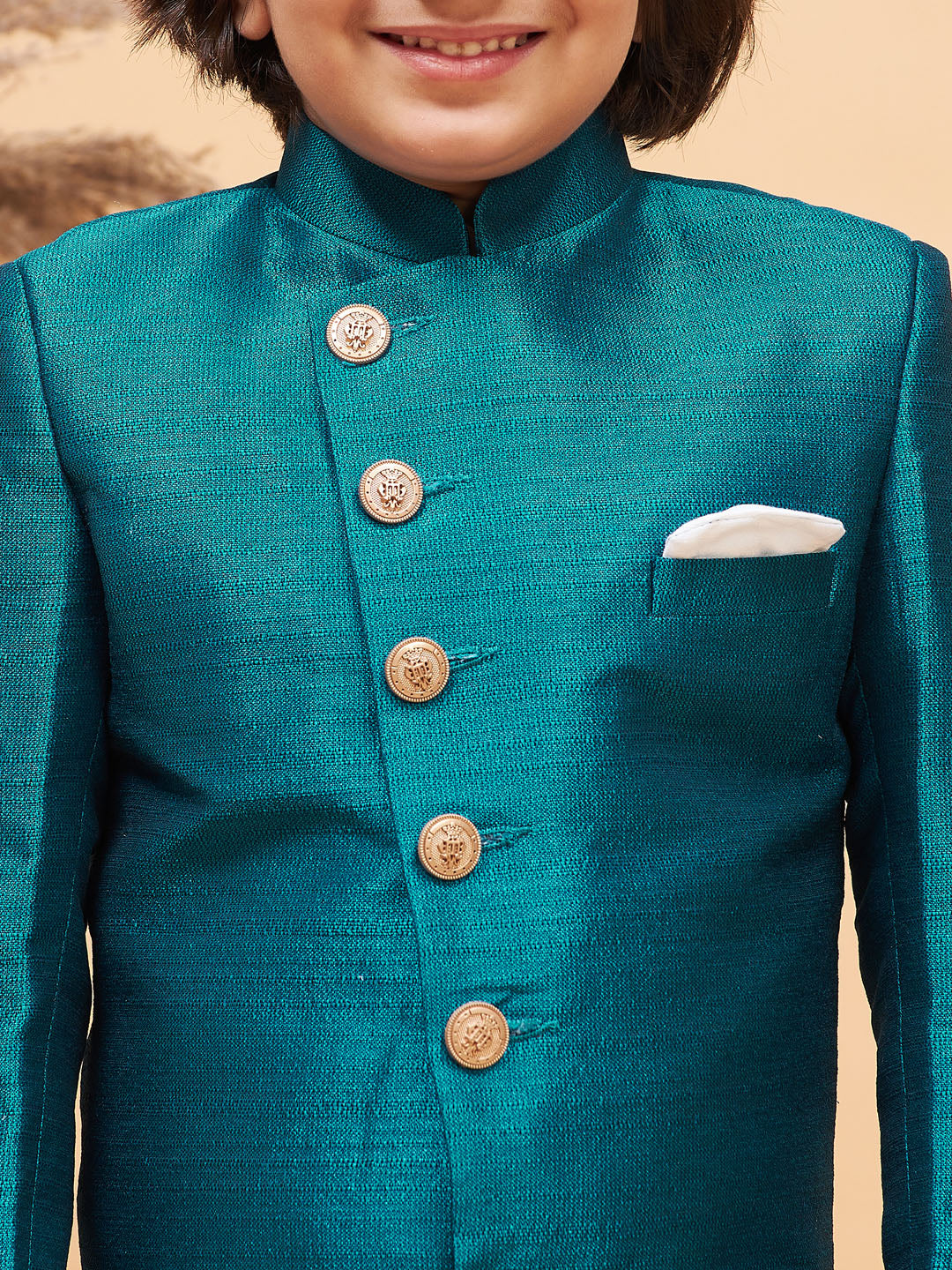 Boy - Turquoise Shervani with Kurta and Pyjama