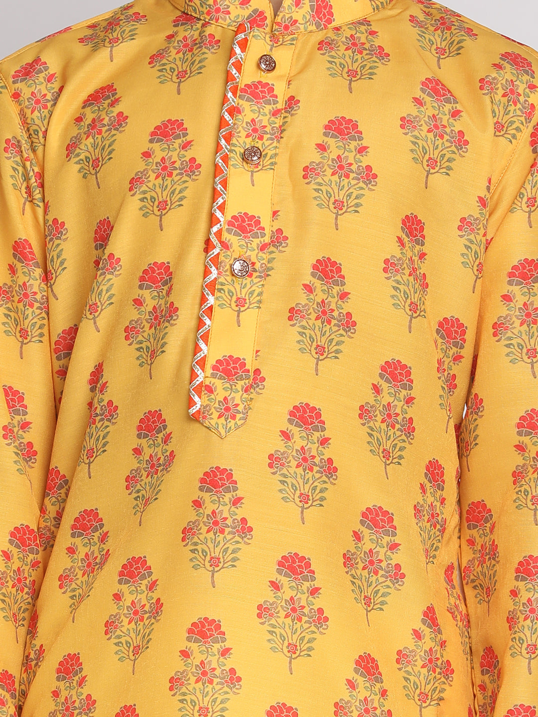 Boy - Yellow Floral Print Kurta with Patiala Salwar