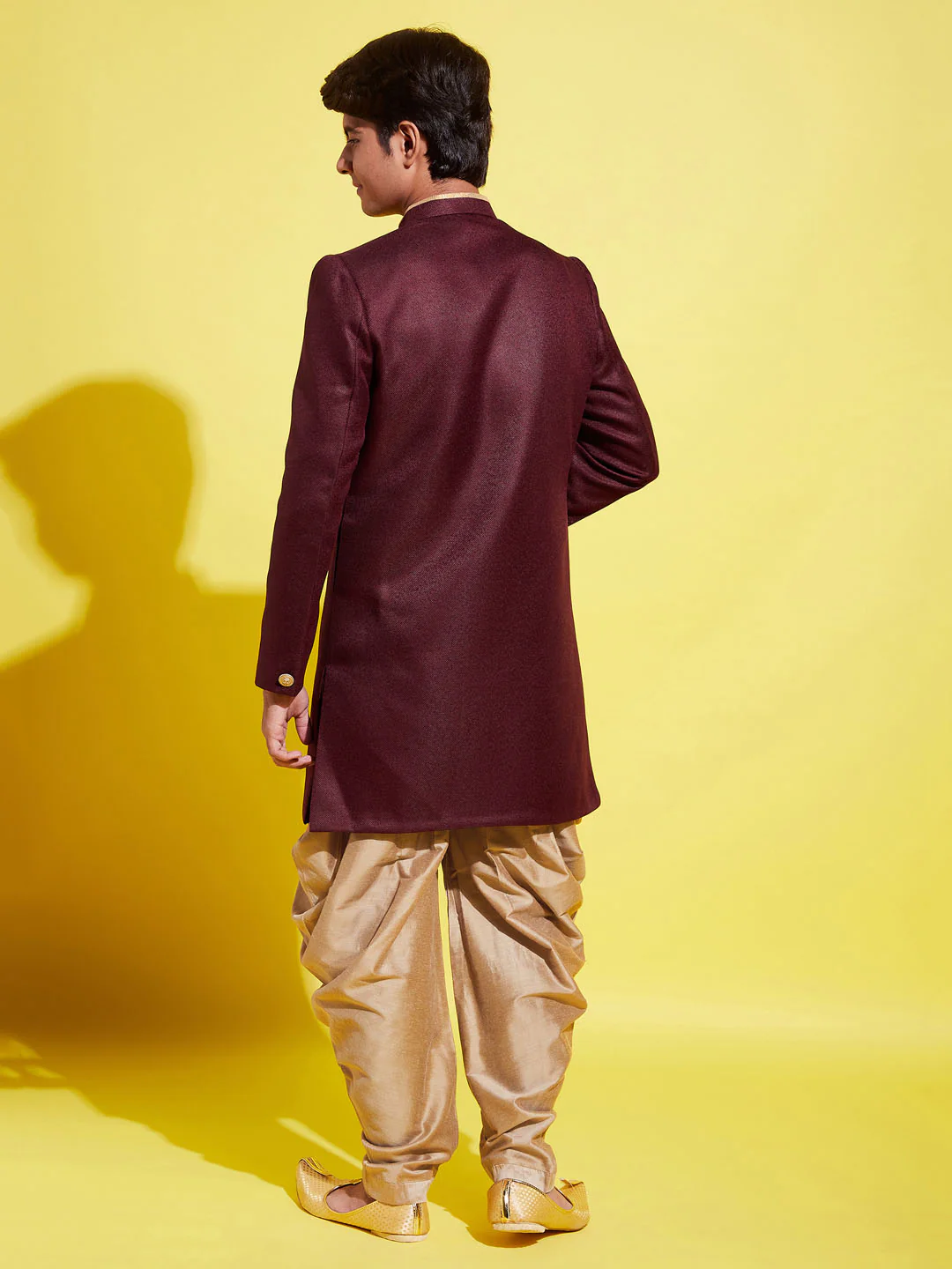 Boy - Maroon Shervani with Golden Salwar