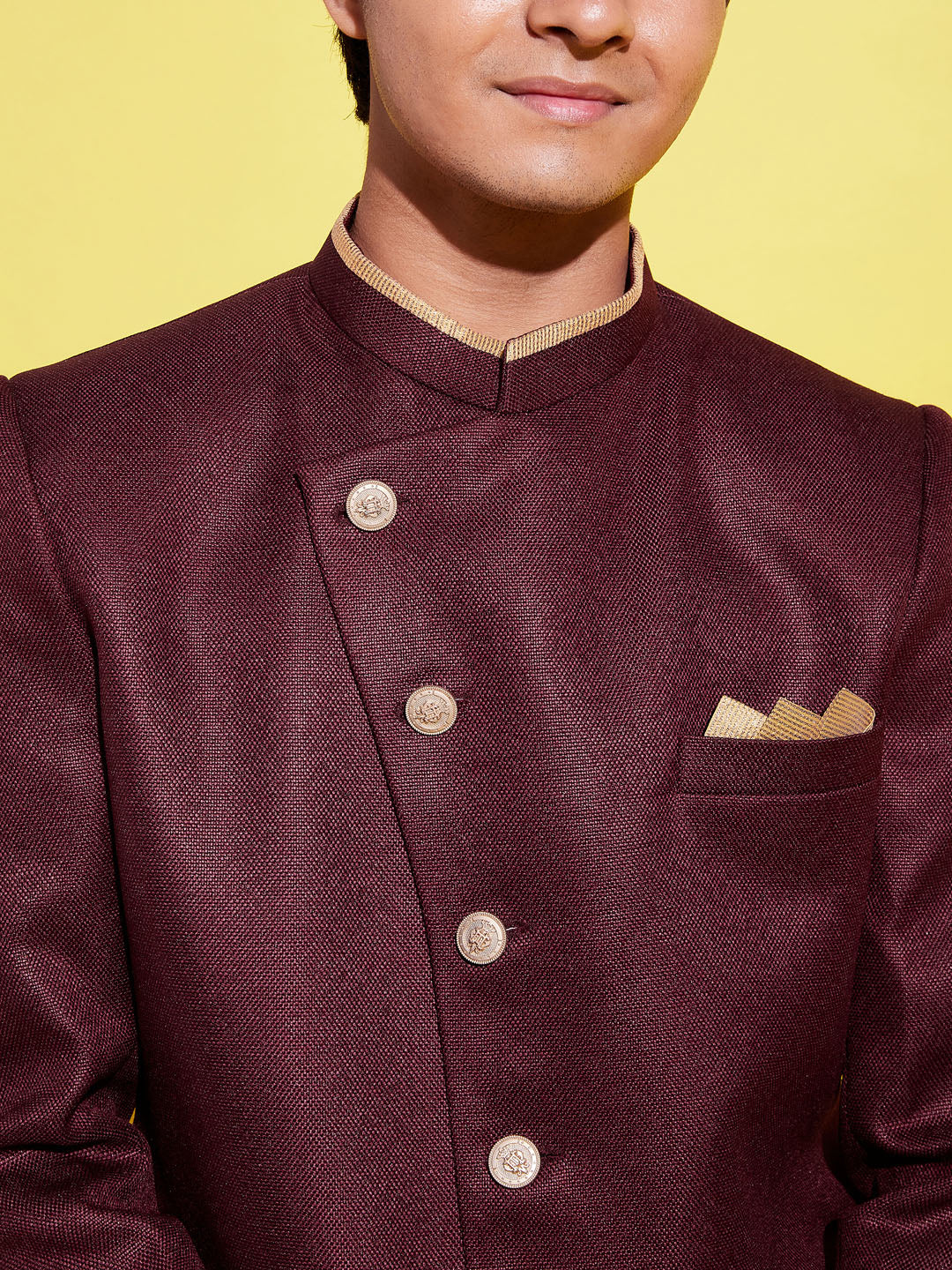 Boy - Maroon Shervani with Golden Salwar