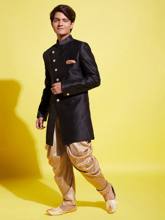 Boy - Black Shervani with Golden Salwar