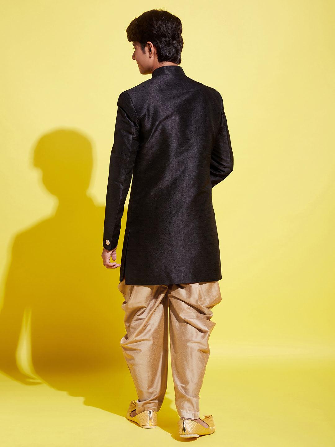 Boy - Black Shervani with Golden Salwar
