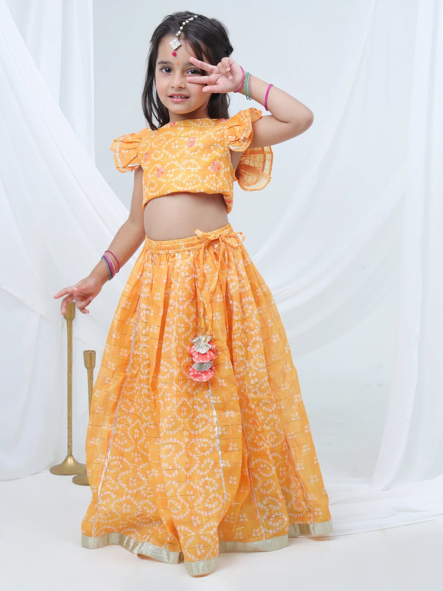 Girl - Yellow Chanderi Lehanga Choli Set