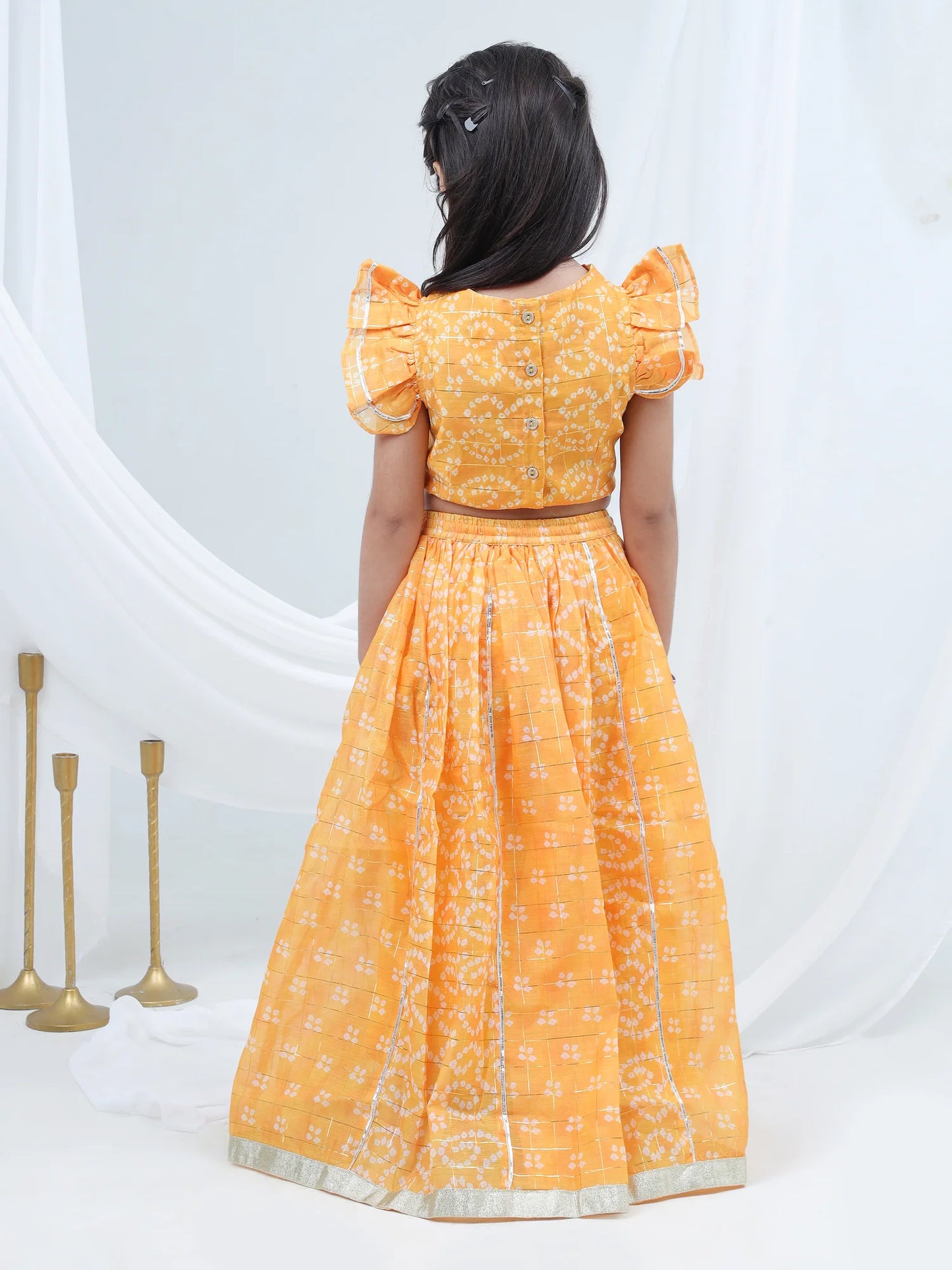 Girl - Yellow Chanderi Lehanga Choli Set