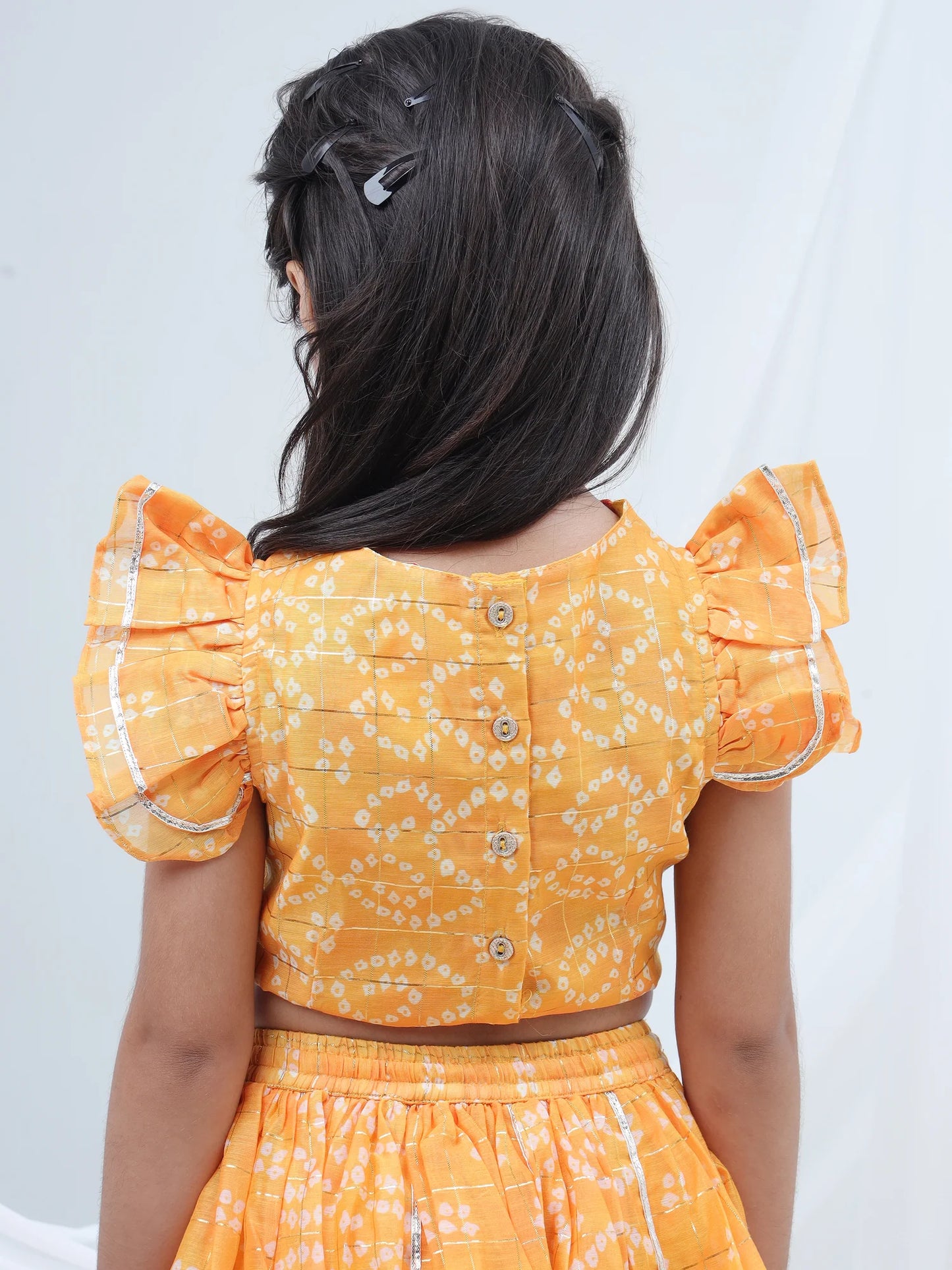 Girl - Yellow Chanderi Lehanga Choli Set