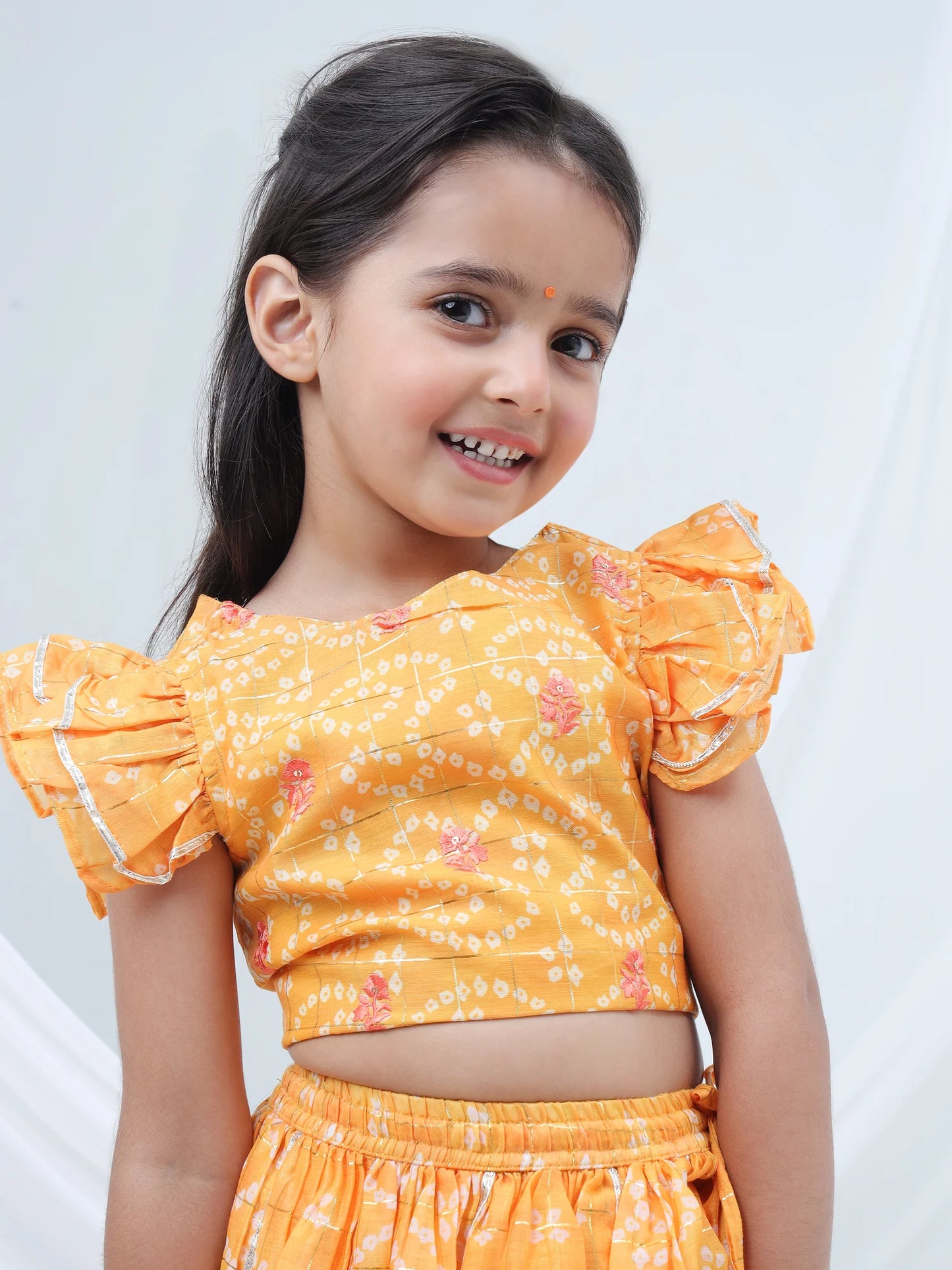 Girl - Yellow Chanderi Lehanga Choli Set