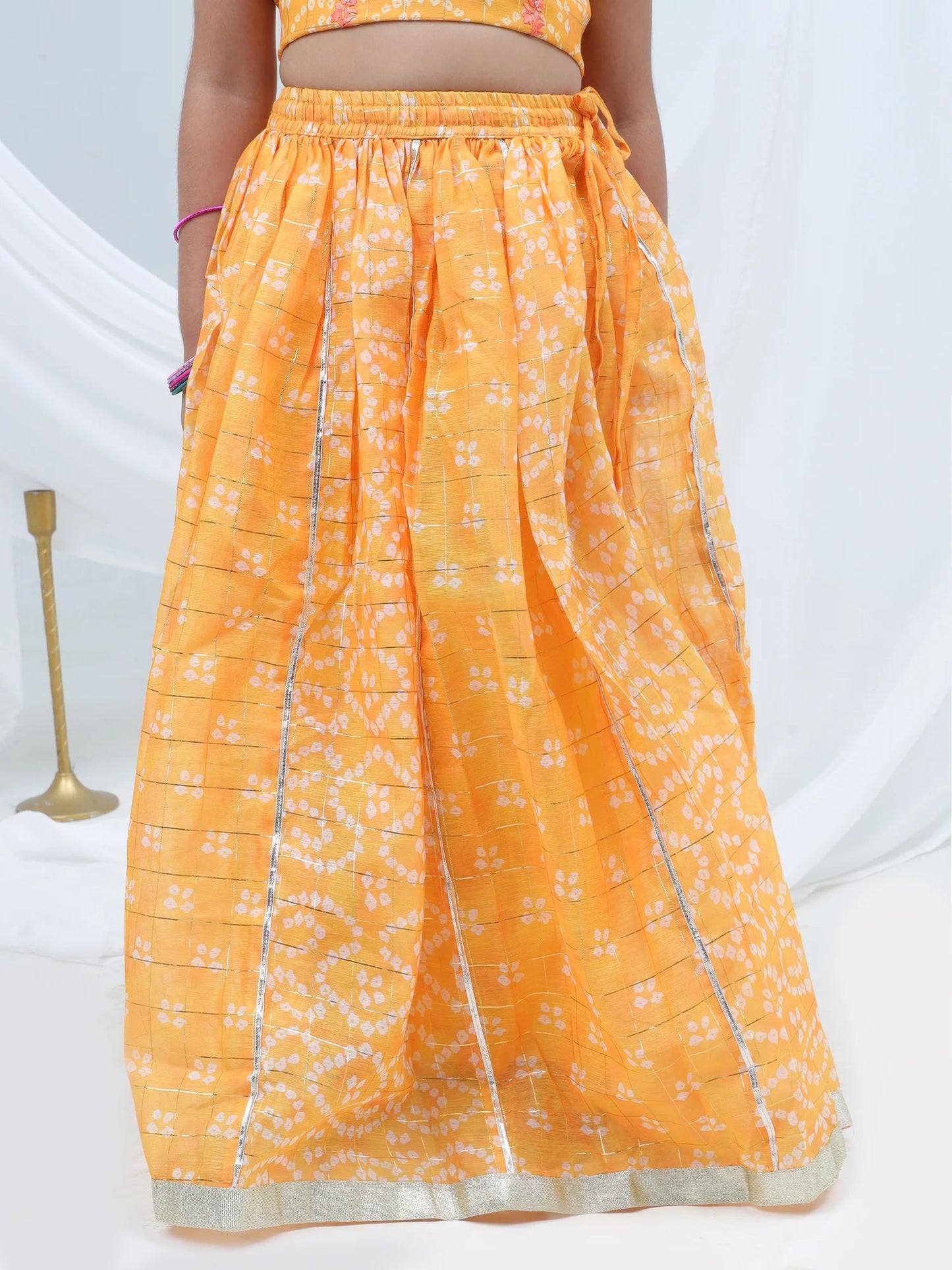 Girl - Yellow Chanderi Lehanga Choli Set